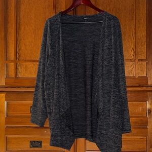 Torrid Charcoal Gray Open Front Waterfall Cardigan Sweater Textured